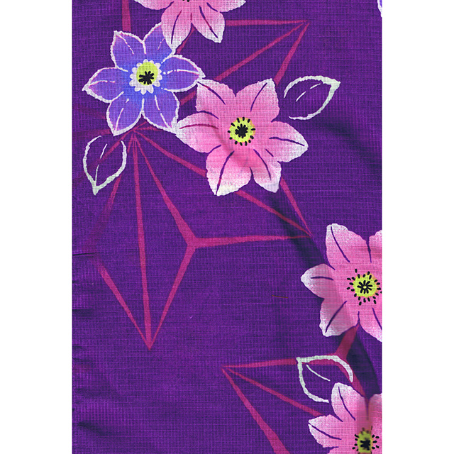 161-1200-t-11,仕立て上がり女性の浴衣、紫地の和花柄、Women's yukata