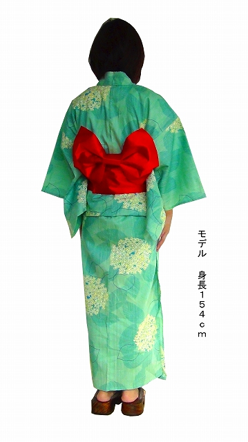 女性用の浴衣、仕立て上がり、紫陽花柄、Women's yukata, tailored, dark blue floral pattern