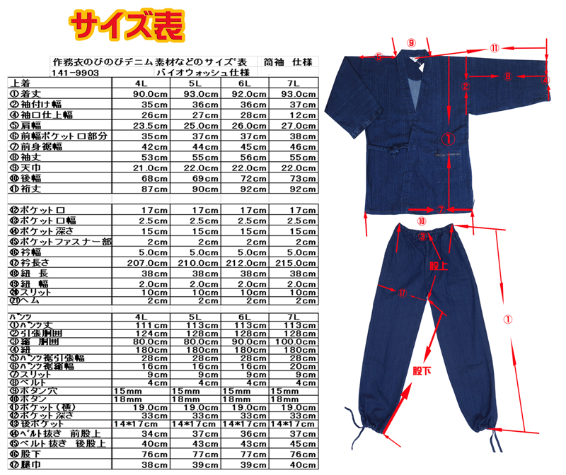 分厚い,デニム,10オンス,作務衣,筒袖